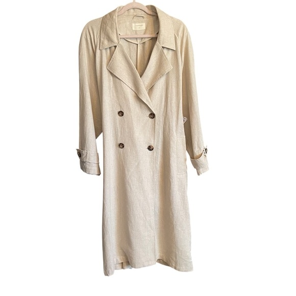 MARFINNO GG-Made in Uruguay-Double Breasted—Linen -Tie Waist Trench Coat-NWT - Picture 2 of 15